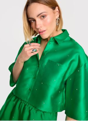Chemisier crop vert Alix The label